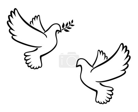 Téléchargez les illustrations : Belle colombe blanche de paix contour - en licence libre de droit