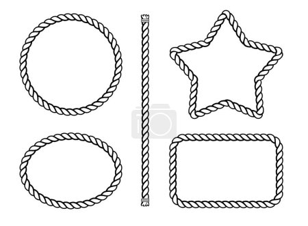 Téléchargez les illustrations : Bordures de corde ou cadres de différentes formes - en licence libre de droit