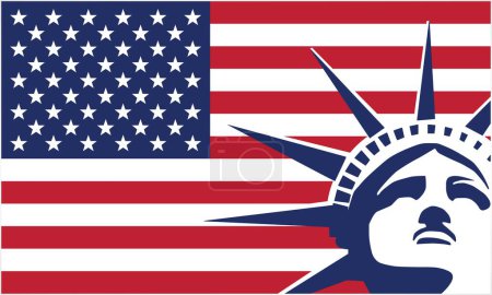 Illustration for USA flag with statue of liberty - Royalty Free Image