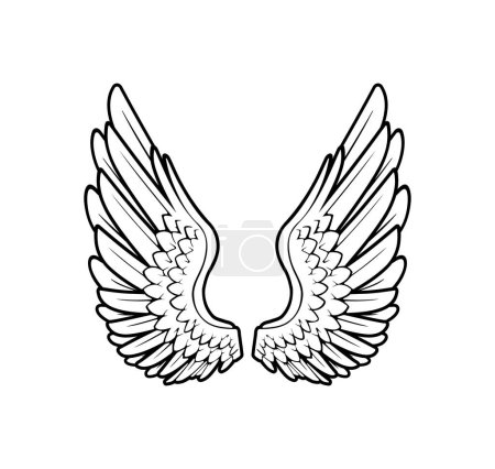 Téléchargez les illustrations : Classique belles ailes d'ange debout - en licence libre de droit