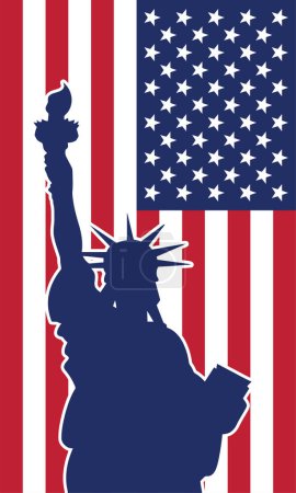 Illustration for Usa flag vertical with statue of liberty - Royalty Free Image