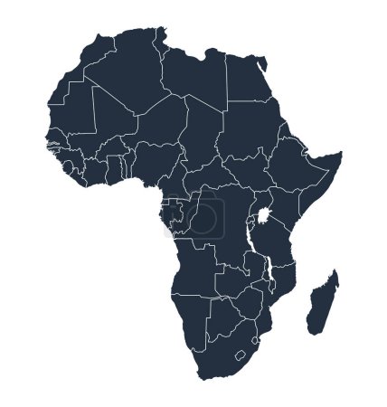 Téléchargez les illustrations : Carte d'Afrique détaillée avec les pays séparés - en licence libre de droit