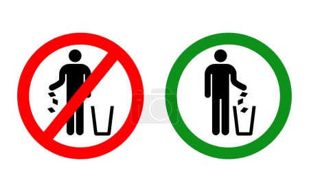 Illustration for Classic do not litter logo sign set - Royalty Free Image