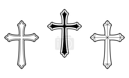 Téléchargez les illustrations : Classique biseauté symbole croix chrétienne - en licence libre de droit