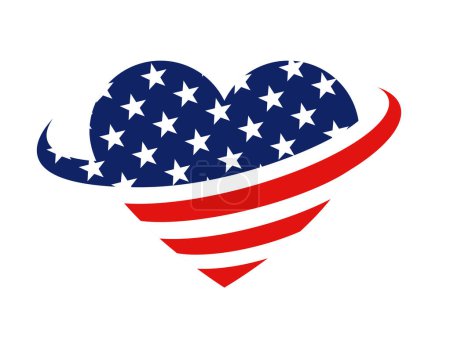 Illustration for American usa flag in stylized heart shape - Royalty Free Image