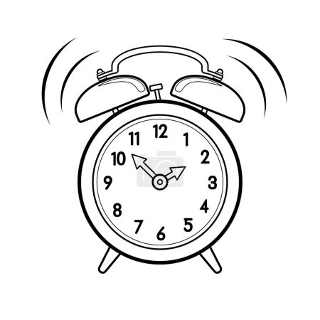 Illustration for Simple cartoon alarm clock line drawing - Royalty Free Image