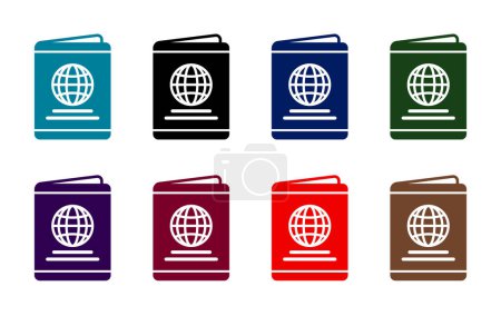 simple classic passport icon set various colors