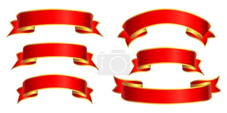 elegante königliche rote Schleife Banner mit goldenen Zierleisten Set von 6 
