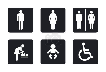 common public restroom bathroom washroom wc toilet sign symbol set