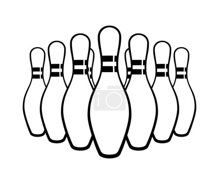 classic ten pin tenpin bowling pins set up black white transparent background