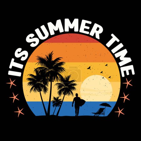 Illustration for Summer t shirt ,Summer Typography T Shirt Design, summer quotes design lettering - Royalty Free Image