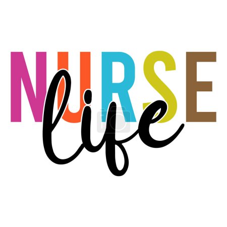 Ilustración de Vida enfermera quirúrgica SVG, tipografía enfermera diseño camiseta Enfermera cita camiseta - Imagen libre de derechos