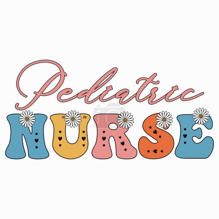 Ilustración de Retro enfermera sublimación camiseta diseño, groovy enfermera diseño - Imagen libre de derechos