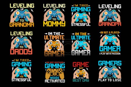 Gaming  t shirt design  set ,Gaming vector set