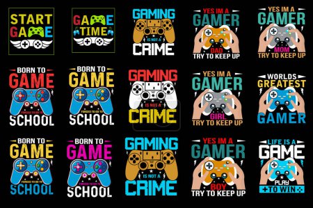 Gaming  t shirt design  set ,Gaming vector set