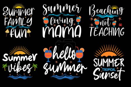 Summer T-Shirt Design with Lettering Typography Vector, summer beach vacation t-shirts, summer surfing t-shirt vector design