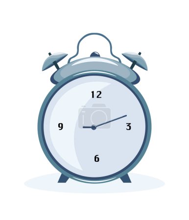 Icono del reloj circular. Reloj despertador sobre fondo azul. 3d azul icono de reloj de tinta concepto de diseño minimalista de temporizador de dormir. 3d icono del reloj representación vectorial en azul aislado. 3d ilustración vectorial