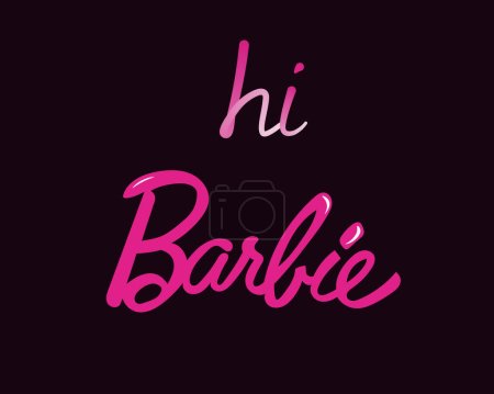 Hola frase de Barbie, color rosa, tema de moda. banner vector ilustración.
