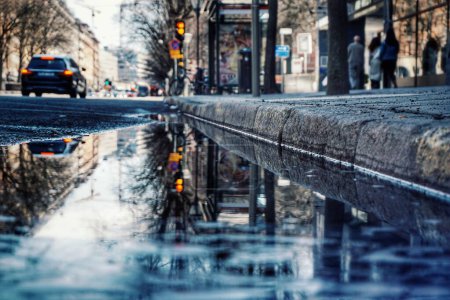 Photo for Close-up of wet street during rainy season - Royalty Free Image