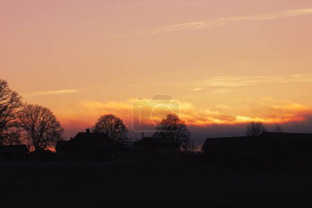 Photo for Silhouette trees and buildings against sky during sunset - Royalty Free Image
