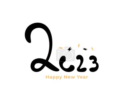 Illustration for Happy new year 2023. number 2023. brush, text, lettering, typography. graphic element design for calendars, posters, banners, greeting cards, social media, websites, and backgrounds - Royalty Free Image