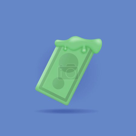 Illustration for The paper money is melting. melted money. icons about liquid funds or salaries, inflation, economic recession. finance. 3d and realistic illustration concept design. graphic elements - Royalty Free Image