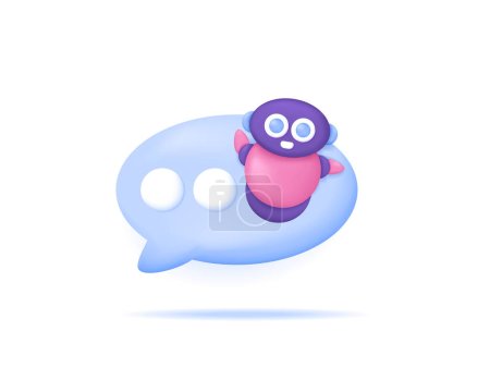 Illustration for Chatbot, auto chat answering robot, assistant robot, ai or artificial intelligence. chat bubble symbol and cute robot. 3d and realistic illustration concept design. graphic elements - Royalty Free Image
