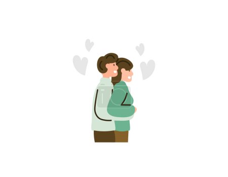 Ilustración de A husband is hugging the wife from the back. a couple that poses and makes out to each other. embracing with love. affection and romantic relationships. celebrating valentine's day. happy valentine's - Imagen libre de derechos
