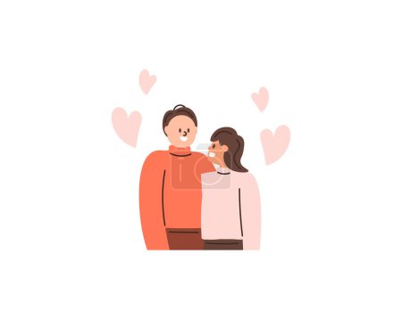 Illustration for Couple posing and looking in love. a husband holds his wife lovingly. embrace partner. affection and romantic relationships. celebrating valentines day. Happy Valentine. illustration concept design - Royalty Free Image