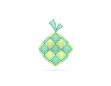 Ilustración de Illustration of a ketupat. Indonesian food. Eid special food . symbols or icons. 3D and realistic design. vector elements - Imagen libre de derechos