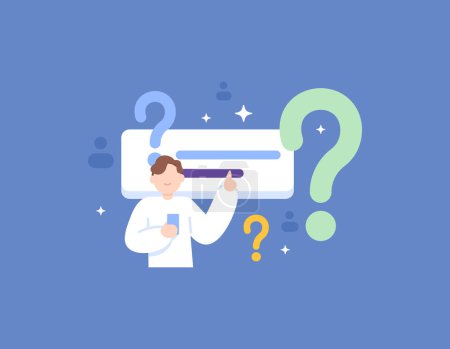 Illustration for QnA or questions and answers. FAQs or frequently asked questions. customer or user help center. answer questions from fans or subscribers. illustration concept design. vector elements - Royalty Free Image