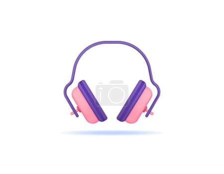 Illustration for Earmuff or ear protector from noise. work safety equipment. Occupational health and safety personal protective equipment. protection from accidents. symbol or icon. Minimalist 3d concept design - Royalty Free Image