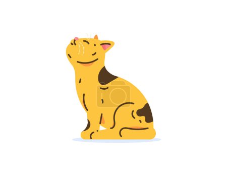 Ilustración de Ilustración de un gato divertido, lindo y adorable sentado y mirando hacia arriba. gato naranja adulto. pose de gato. mascotas o animales. diseño de ilustración de estilo plano, minimalista y esquemático. elementos vectoriales. blanco - Imagen libre de derechos