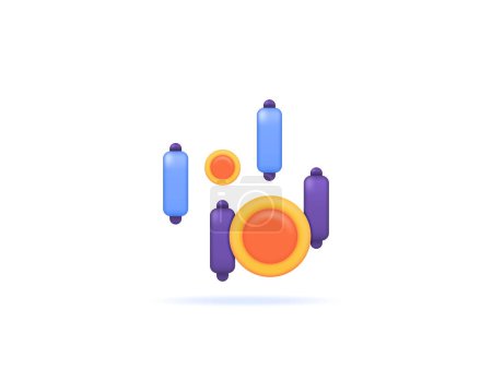 Illustration for Stock market and investment. market information, capital market, stocks, mutual funds, and foreign exchange. trading. data and coins. symbol or icon. minimalistic 3d design concept. vector elements - Royalty Free Image