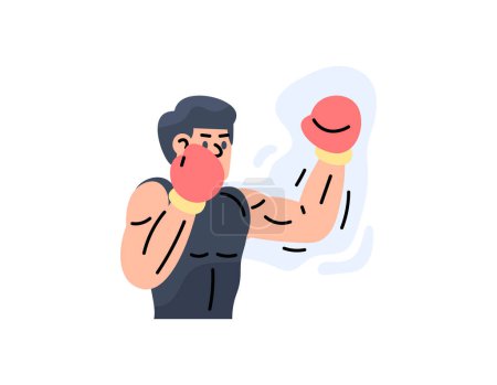 Illustration for Illustration of a male boxer. a boxer throws an uppercut. boxing or punching techniques. sports and athletes. muscular body. flat or cartoon style people illustration design. graphic elements. vector - Royalty Free Image