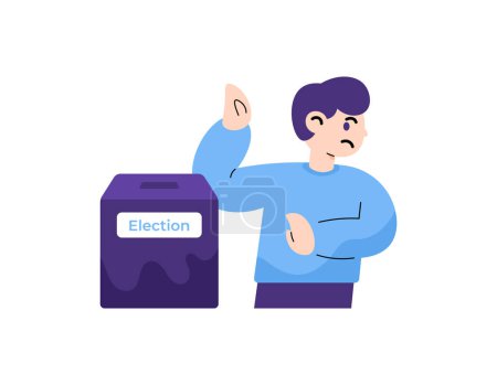 Illustration for Illustration of a man who does not want to take part in the election. do not want to exercise their right to vote. voting, polling, and abstention. democracy. flat or cartoon style character illustration design. graphic elements. vector - Royalty Free Image