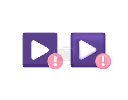 Illustration for Report content. warning video contains sensitive content. infringing content. exclamation mark symbol and video symbol. 3d icon. minimalist flat style and 3d style icon design concept. graphic element - Royalty Free Image