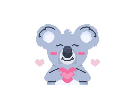 Illustration for An illustration of a cute koala holding a heart or symbol of love. funny, cute, and adorable Koala character. animals and love. graphic elements of Valentines Day. Illustration design for poster, sticker, clip art. vectors - Royalty Free Image