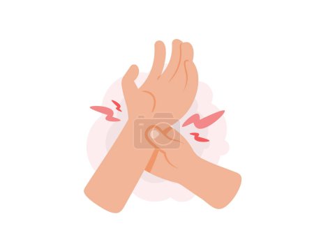 Illustration for Pain in the wrist. excruciating pain or discomfort in the wrist. Injured hand or sprained wrist. Arthritis. problems and health. illustration design. graphic elements. Vector - Royalty Free Image