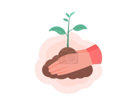 Illustration for Illustration of a hand planting a tree seedling. movement to plant crops and preserve the environment. planting young shoots or plant seeds. symbol or sign. flat style illustration design. graphic - Royalty Free Image