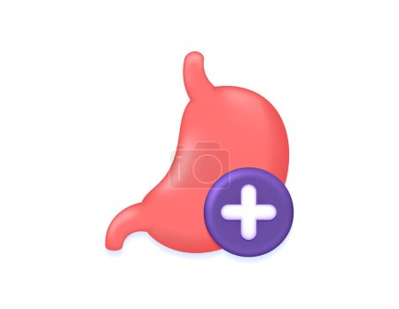 Illustration for Illustration of health symbol with stomach organ. health of the stomach or digestive system. icon or symbol. minimalist 3d illustration design. graphic elements. 3d vector - Royalty Free Image