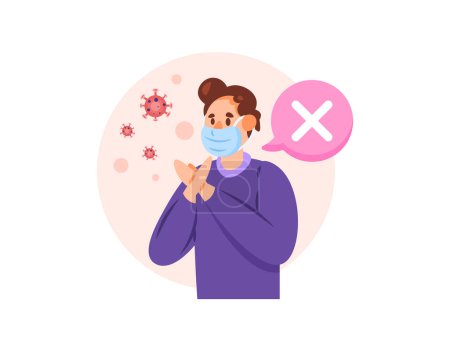Illustration for Disease x. a man is wearing a mask to protect himself from viruses and bacteria. reject the pandemic. protect yourself from infection or virus attack. maintain health. illustration concept design - Royalty Free Image