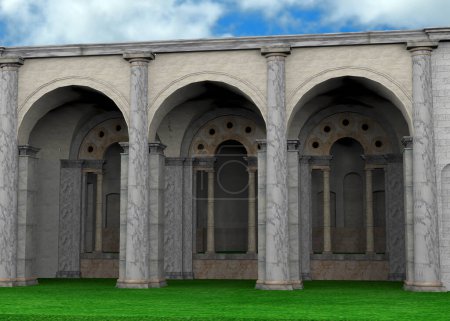 Téléchargez les photos : Ancien temple romain - 3D - en image libre de droit