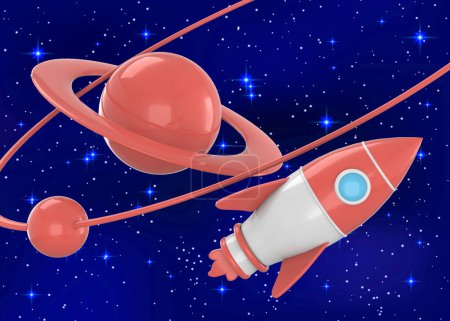 Photo for Space Rocket in the Space - 3D - Royalty Free Image