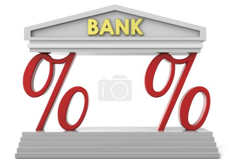 Foto de Banco y concepto de tasa de interés - 3D - Imagen libre de derechos
