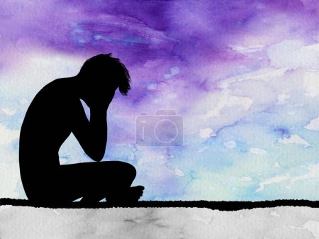 Photo for Bay and Sadness on watercolor background - Royalty Free Image