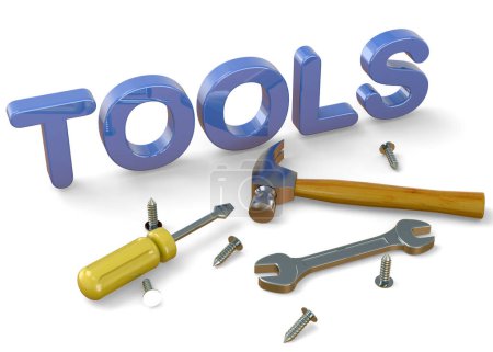 Photo for Tools word and  hardware tools - 3D - Royalty Free Image