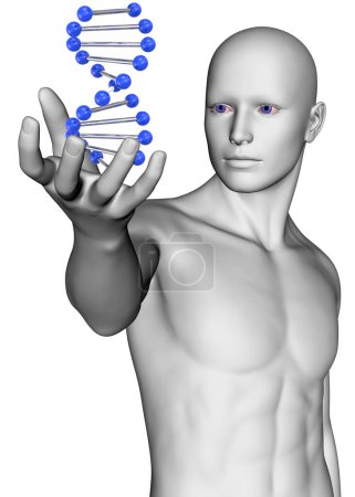 Téléchargez les photos : ADN et homme - 3D - en image libre de droit