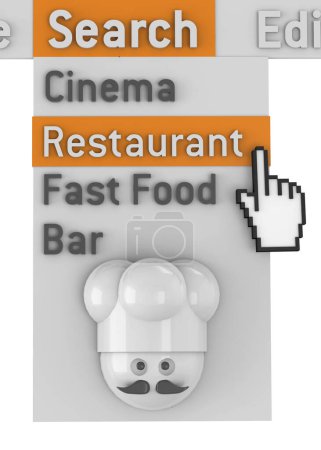 Téléchargez les photos : Menu Search Restaurant - 3D - en image libre de droit