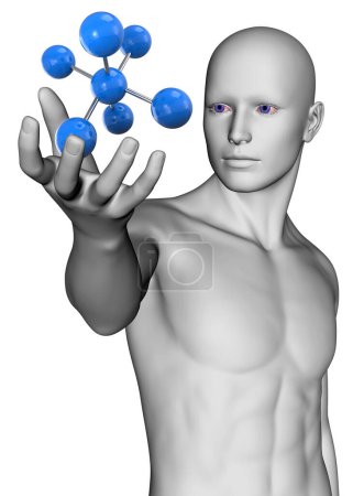 Photo for Man and Molecule - 3D - Royalty Free Image